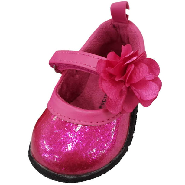soft leather baby shoes pop flower black 3-4t 